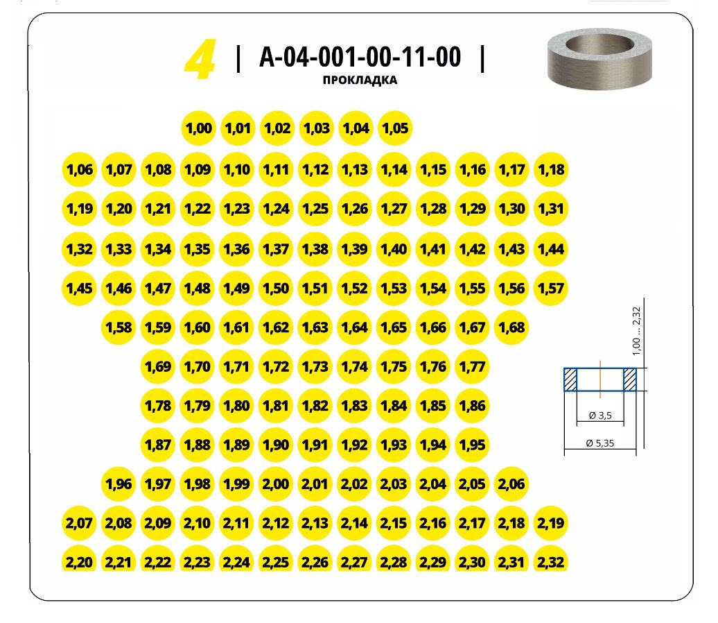 Прокладка А-04-001-00-11-00 размеры от 1,00 до 2,32 (133*5 шт.), аналог  (запасные части) f00vc10990, аналог инжектора (форсунки) 0445120153,  0445120141, 0445120245, 0445120123 - купить по цене завода | АЗПИ-Маркет,  Барнаул